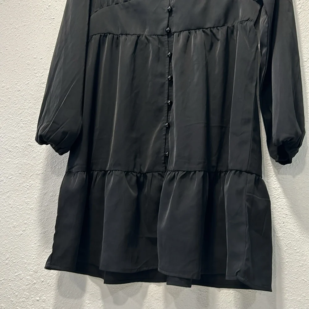 NWT Cupshe black plunge neck button loop button mini dress for women - Picture 9 of 11